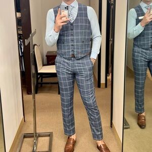 Murano Blue Modern Check Slim Fit Suit